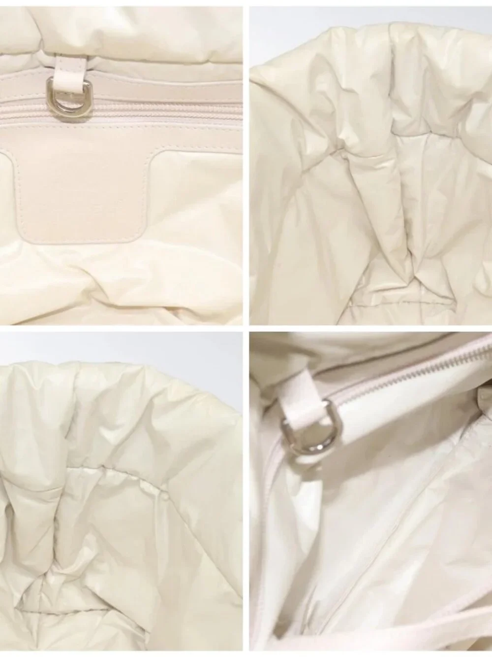 CHANEL Coco Cocoon PM Hand Bag Nylon White Multicolor Silver CC Auth bs25111